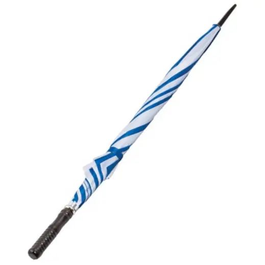 Golf Umbrella - Faux Wooden Handle Blue White Handle
